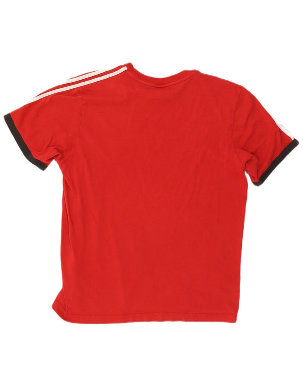 Adidas Mens T-Shirt Top Large Red Colourblock Cotton