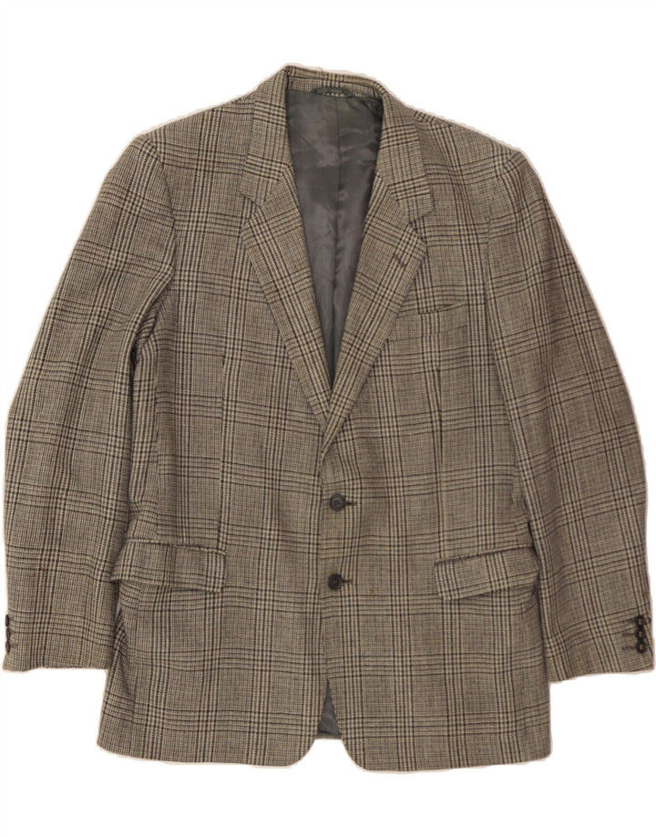 CITY TIME Mens 2 Button Blazer Jacket UK 38 Medium Grey Check Wool Vintage City Time and Second-Hand City Time from Messina Hembry 