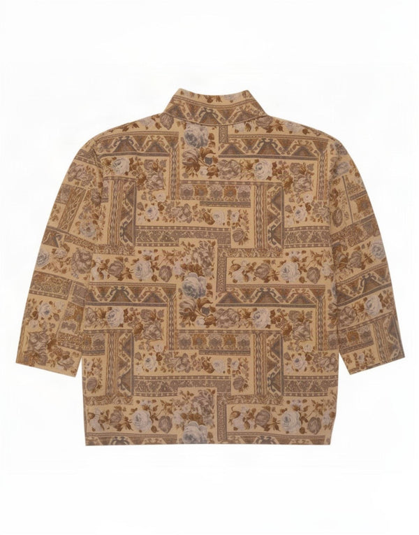 Vintage Womens Oversized Sweatshirt Jumper UK 14 Medium Beige Floral