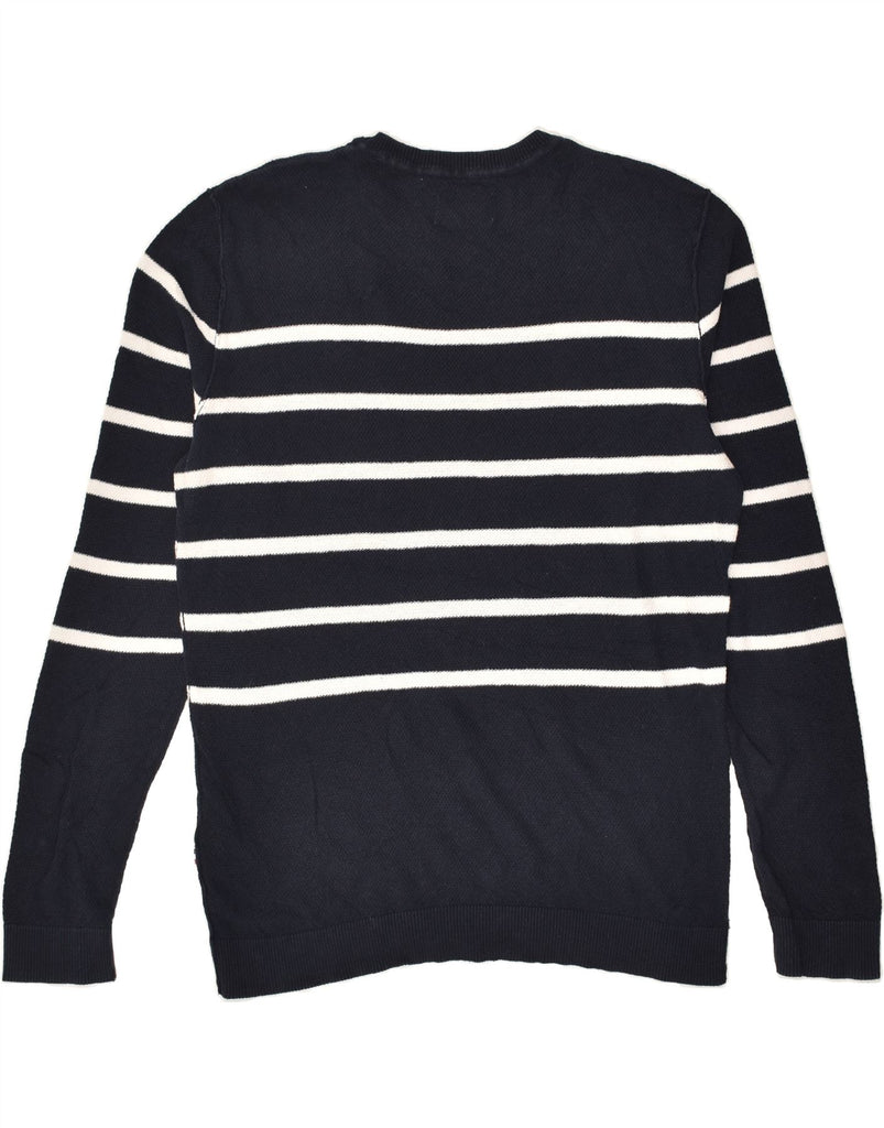 JACK & JONES Mens Crew Neck Jumper Sweater Large Navy Blue Striped Cotton | Vintage Jack & Jones | Thrift | Second-Hand Jack & Jones | Used Clothing | Messina Hembry 