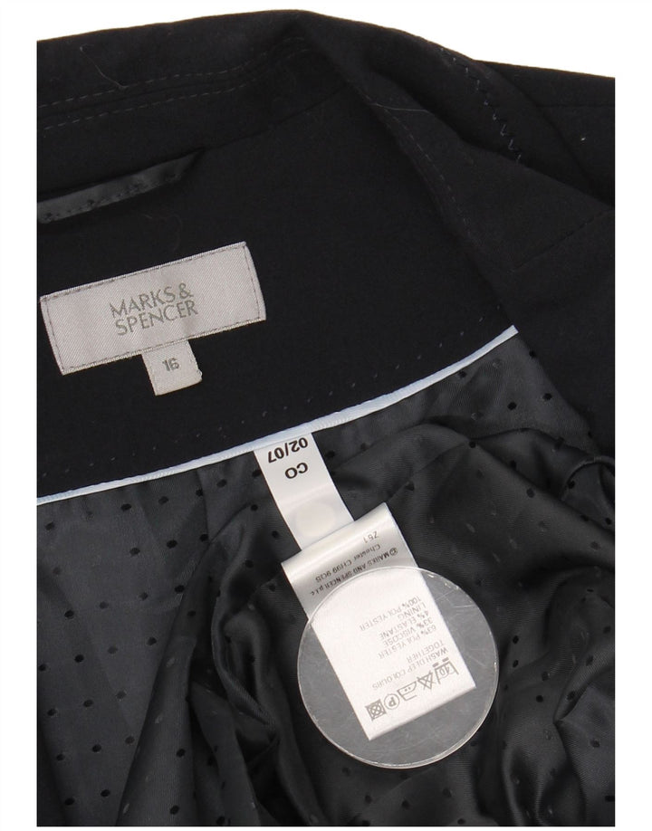 Marks & Spencer Womens 1 Button Blazer Jacket UK 16 Large Navy Blue