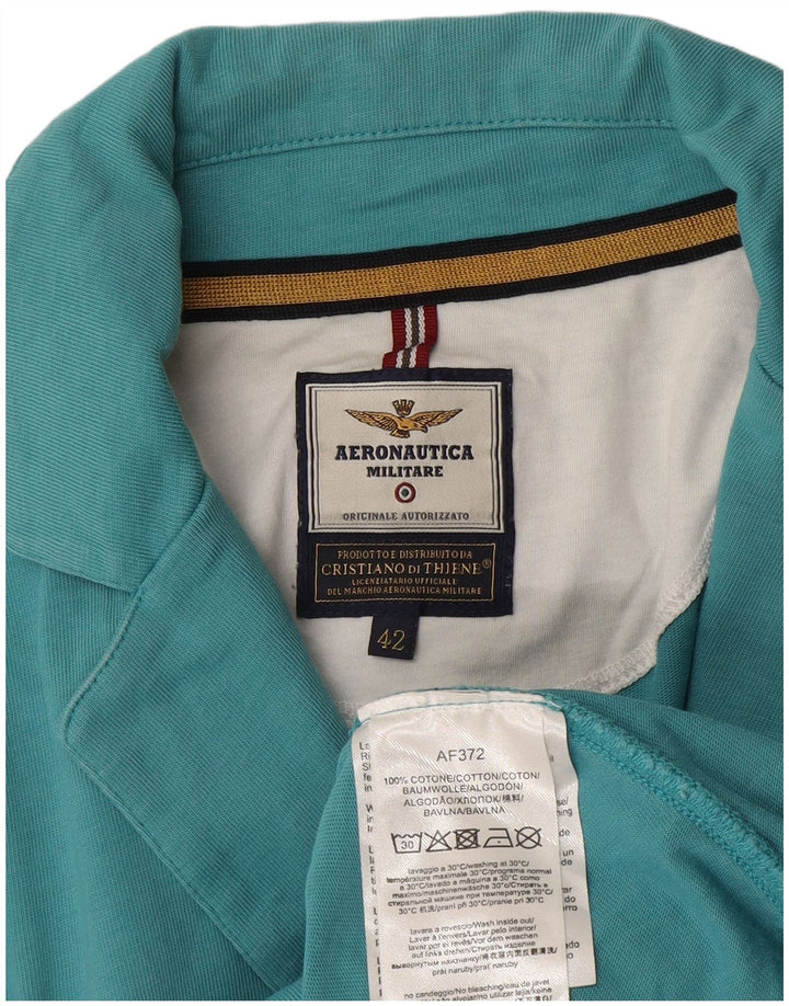 Aeronautica Militare Womens 2 Button Blazer Jacket IT 42 Medium Blue Cotton