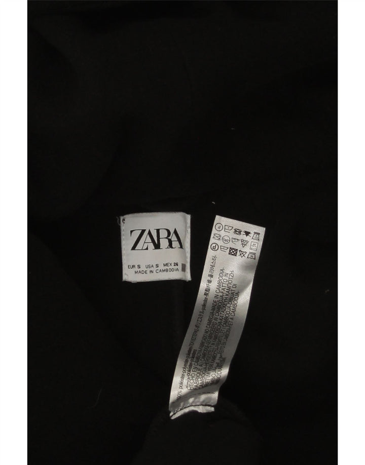 Zara Womens Oversized Double Breasted Coat UK 10 Small Black Polyester