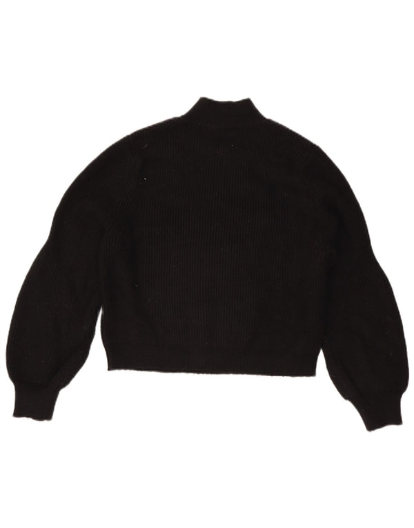 Zara Womens Crop Turtle Neck Jumper Sweater UK 14 Large Black Viscose