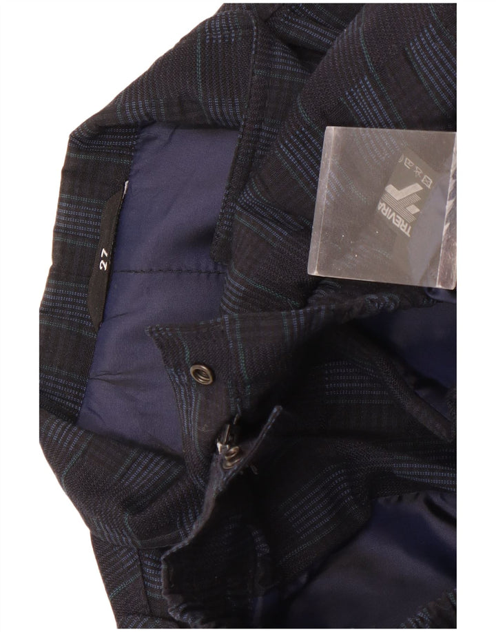 Trevira Mens Military Bomber Jacket UK 44 2XL Navy Blue Check Polyester