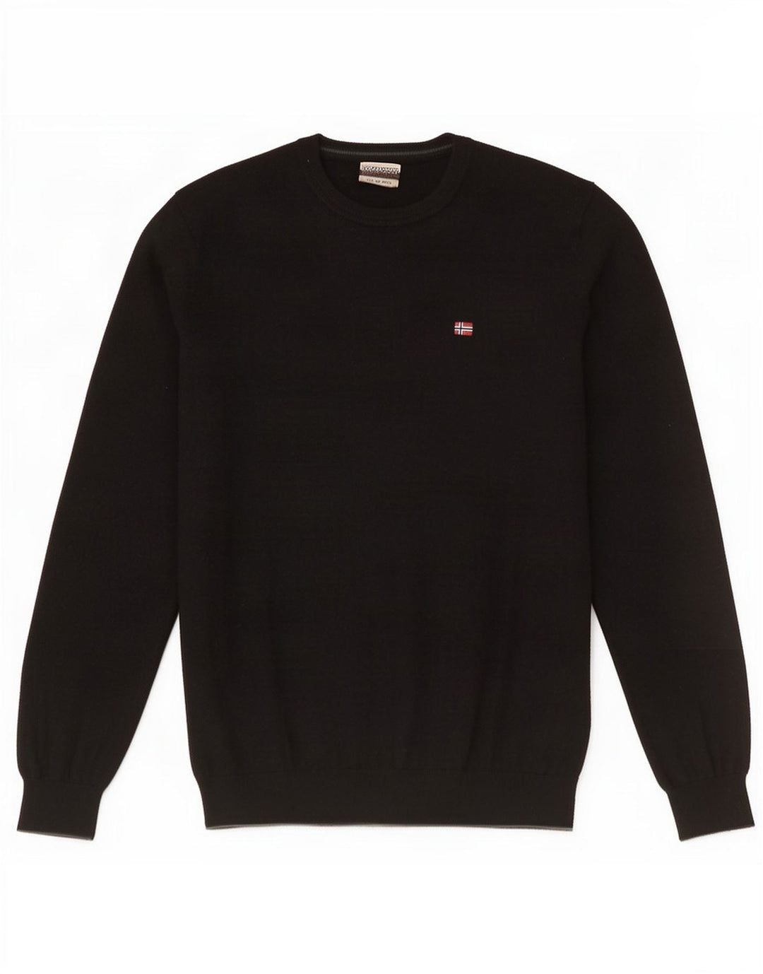 Napapijri Mens Crew Neck Jumper Sweater Medium Black Wool
