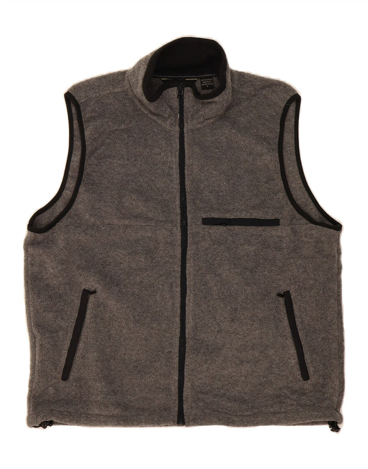 EDDIE BAUER Mens Fleece Gilet UK 40 Large Grey Polyester Vintage Eddie Bauer and Second-Hand Eddie Bauer from Messina Hembry 