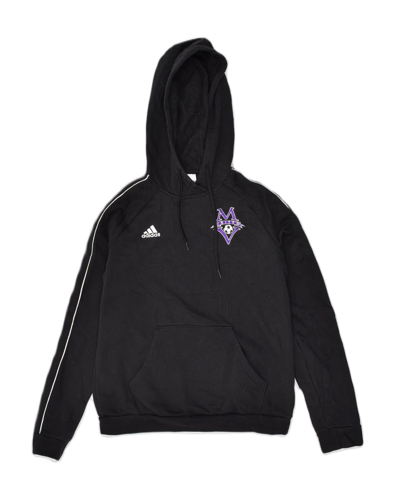 ADIDAS Womens Hoodie Jumper UK 12-14 Medium Black Cotton | Vintage Adidas | Thrift | Second-Hand Adidas | Used Clothing | Messina Hembry 