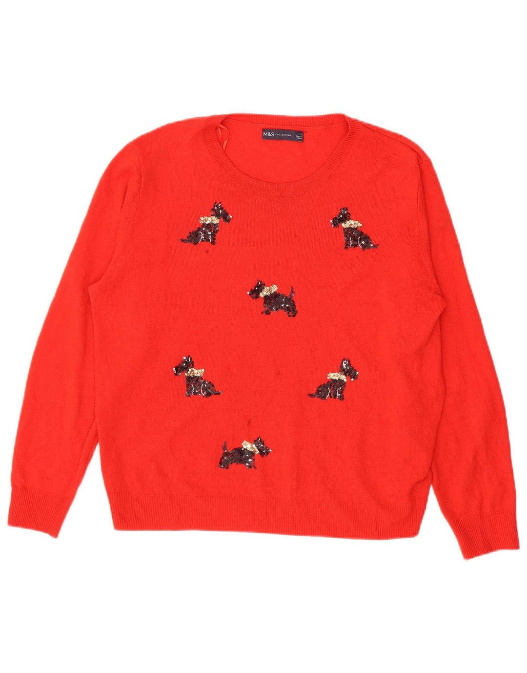 Marks & Spencer Womens Boat Neck Jumper Sweater UK 16 Large Red