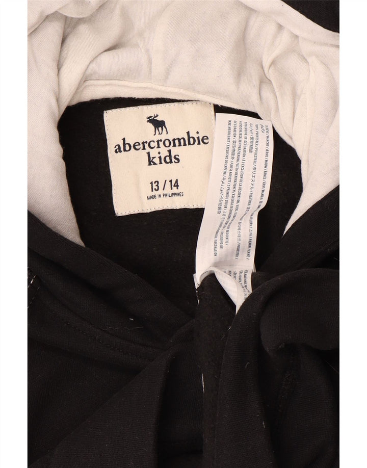 ABERCROMBIE & FITCH Boys Hoodie Jumper 13-14 Years Black Flecked Polyester