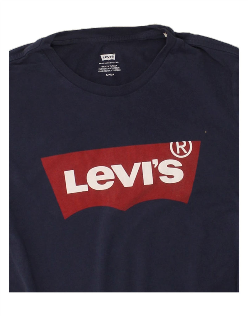 LEVI'S Womens Graphic T-Shirt Top UK 10 Small Navy Blue Cotton | Vintage Levi's | Thrift | Second-Hand Levi's | Used Clothing | Messina Hembry 