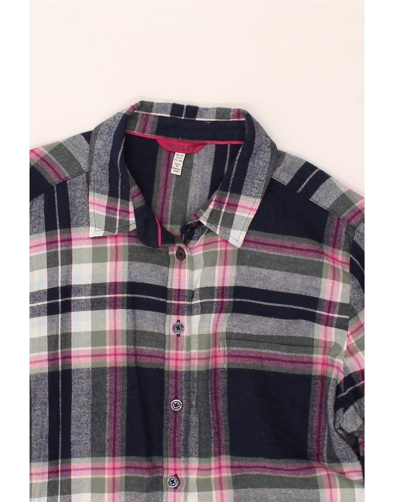 JOULES Womens Flannel Shirt UK 10 Small Navy Blue Check Cotton | Vintage Joules | Thrift | Second-Hand Joules | Used Clothing | Messina Hembry 