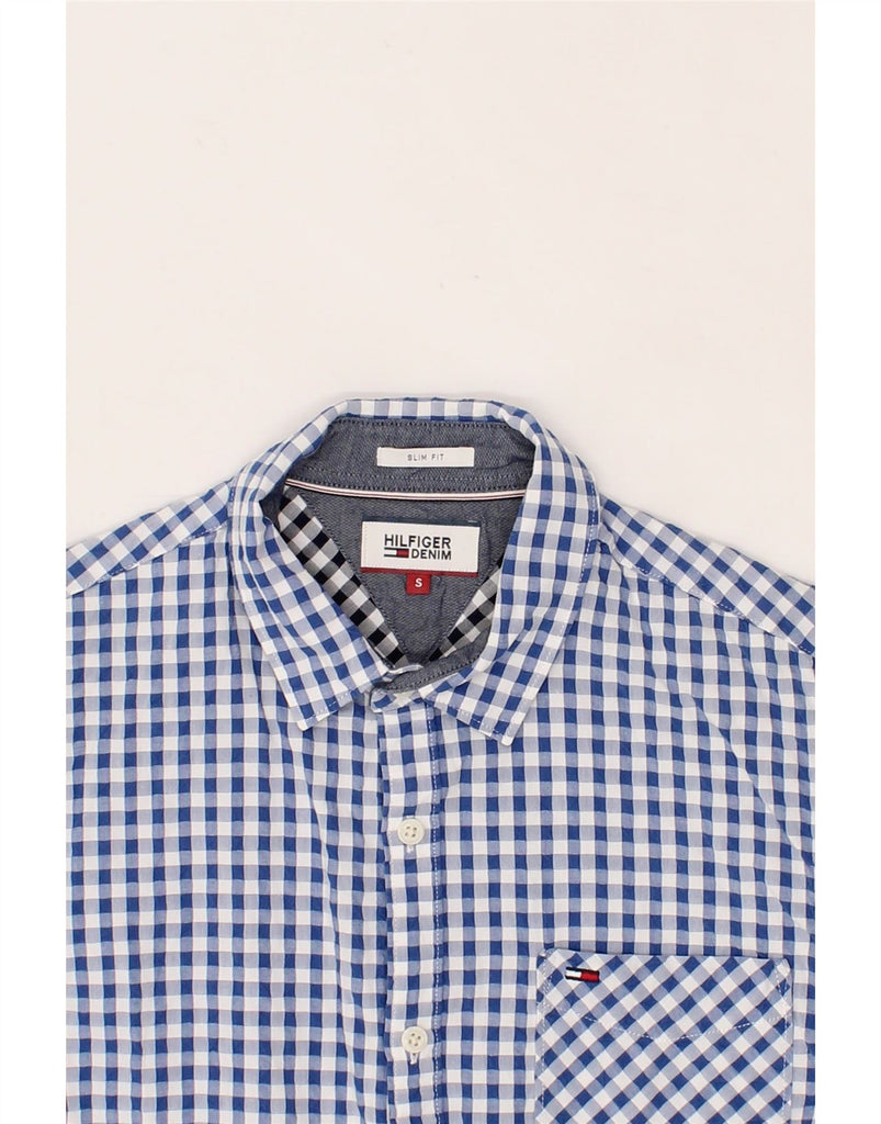 TOMMY HILFIGER Mens Slim Fit Shirt Small Blue Gingham Vintage Tommy Hilfiger and Second-Hand Tommy Hilfiger from Messina Hembry 