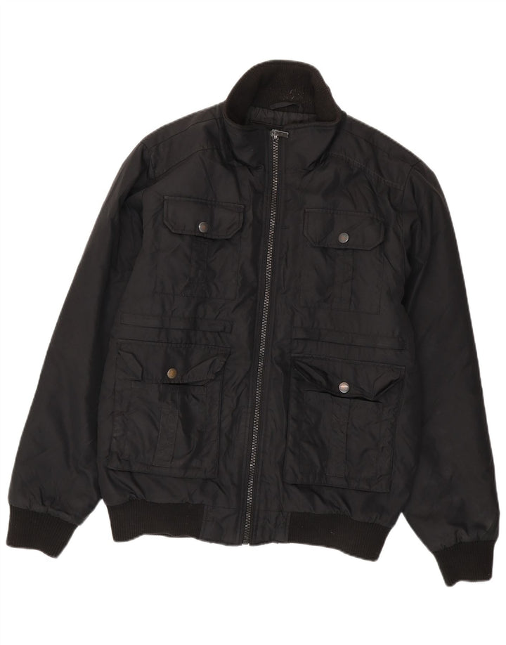 Jack & Jones Mens Bomber Jacket UK 38 Medium Black Polyester