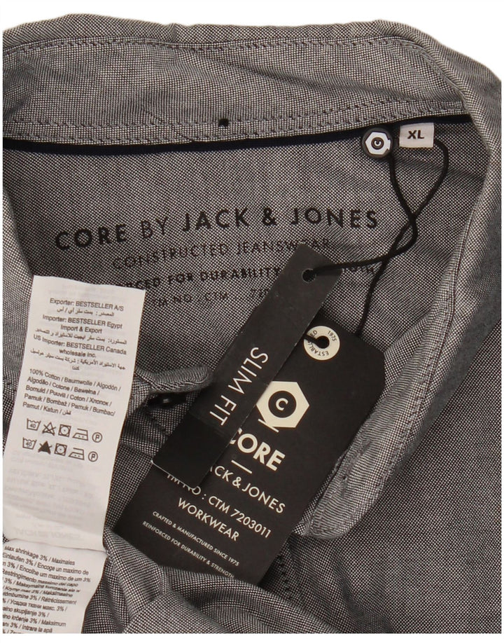 Jack & Jones Mens Slim Fit Shirt XL Grey Cotton