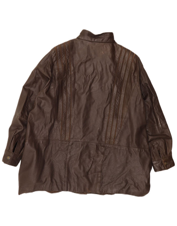 Vintage Womens Leather Jacket UK 22 3XL Brown
