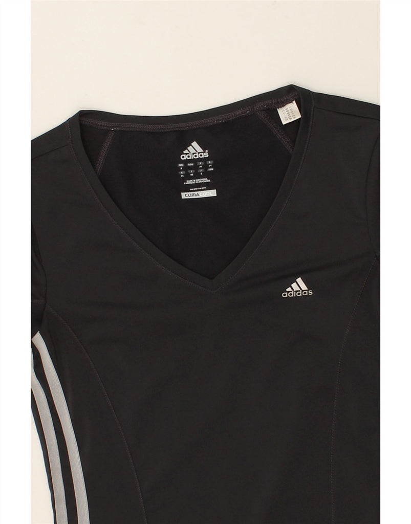 ADIDAS Womens Climacool T-Shirt Top UK 8 Small Black Polyester | Vintage Adidas | Thrift | Second-Hand Adidas | Used Clothing | Messina Hembry 