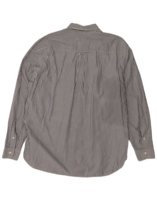 HENRY COTTONS Mens Shirt Size 43 XL Navy Blue Pinstripe Cotton