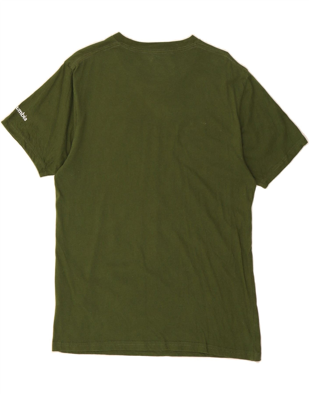 COLUMBIA Mens Graphic T-Shirt Top Medium Green Cotton Vintage Columbia and Second-Hand Columbia from Messina Hembry 