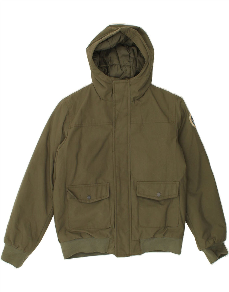 NAPAPIJRI Boys Hooded Bomber Jacket 11-12 Years Khaki Polyester | Vintage Napapijri | Thrift | Second-Hand Napapijri | Used Clothing | Messina Hembry 