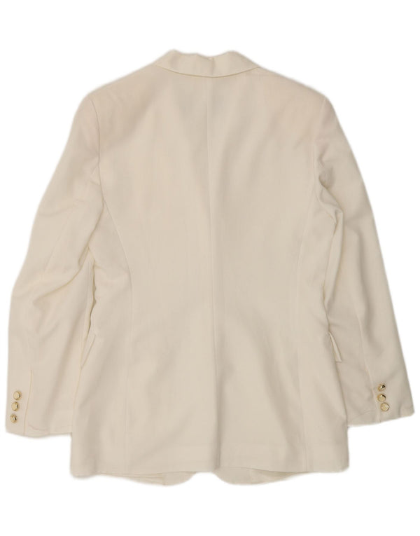 Wit Boy Womens 3 Button Blazer Jacket UK 10 Small Off White Polyester