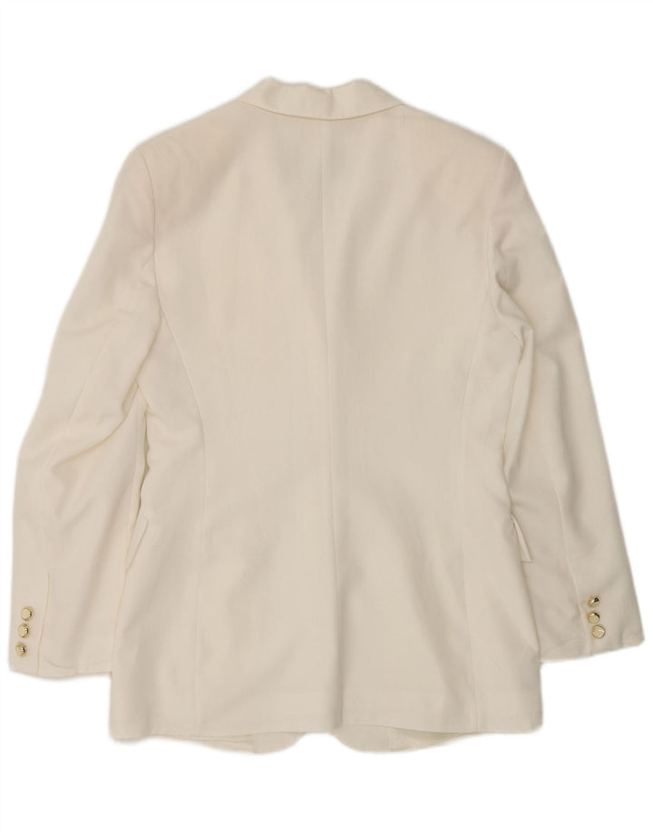 Wit Boy Womens 3 Button Blazer Jacket UK 10 Small Off White Polyester