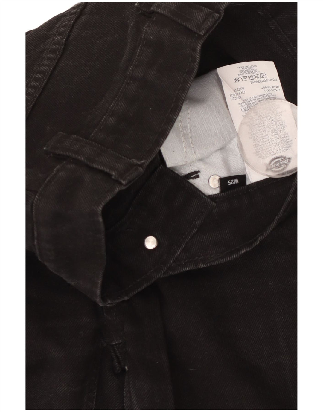 DICKIES Womens High Waist Jeans W25 L30 Black Cotton