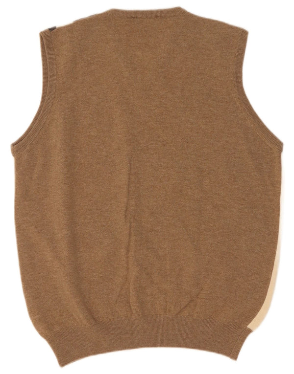 Brooksfield Mens Vest Tank Top IT 52 Large Beige Argyle/Diamond Merino Wool
