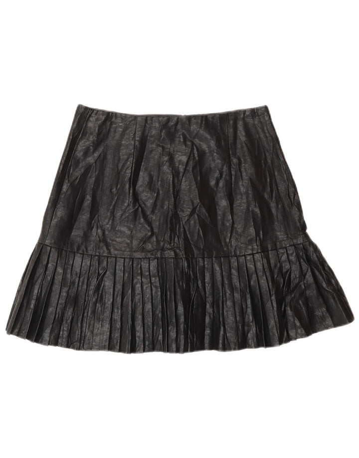 Zara Womens Faux Leather Wrap Skirt Small W26  Black