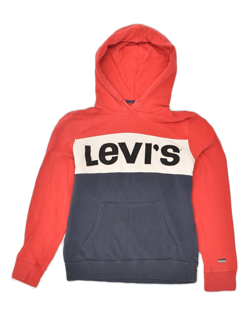 LEVI'S Mens Graphic Hoodie Jumper Small Red Colourblock Cotton | Vintage Levi's | Thrift | Second-Hand Levi's | Used Clothing | Messina Hembry 