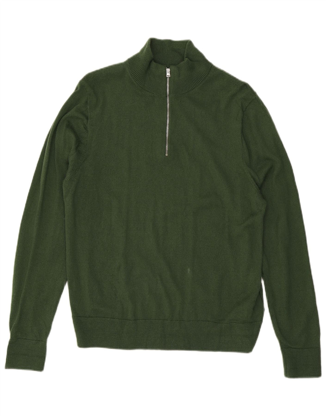 J. Crew Mens Zip Neck Jumper Sweater Large Green Acrylic