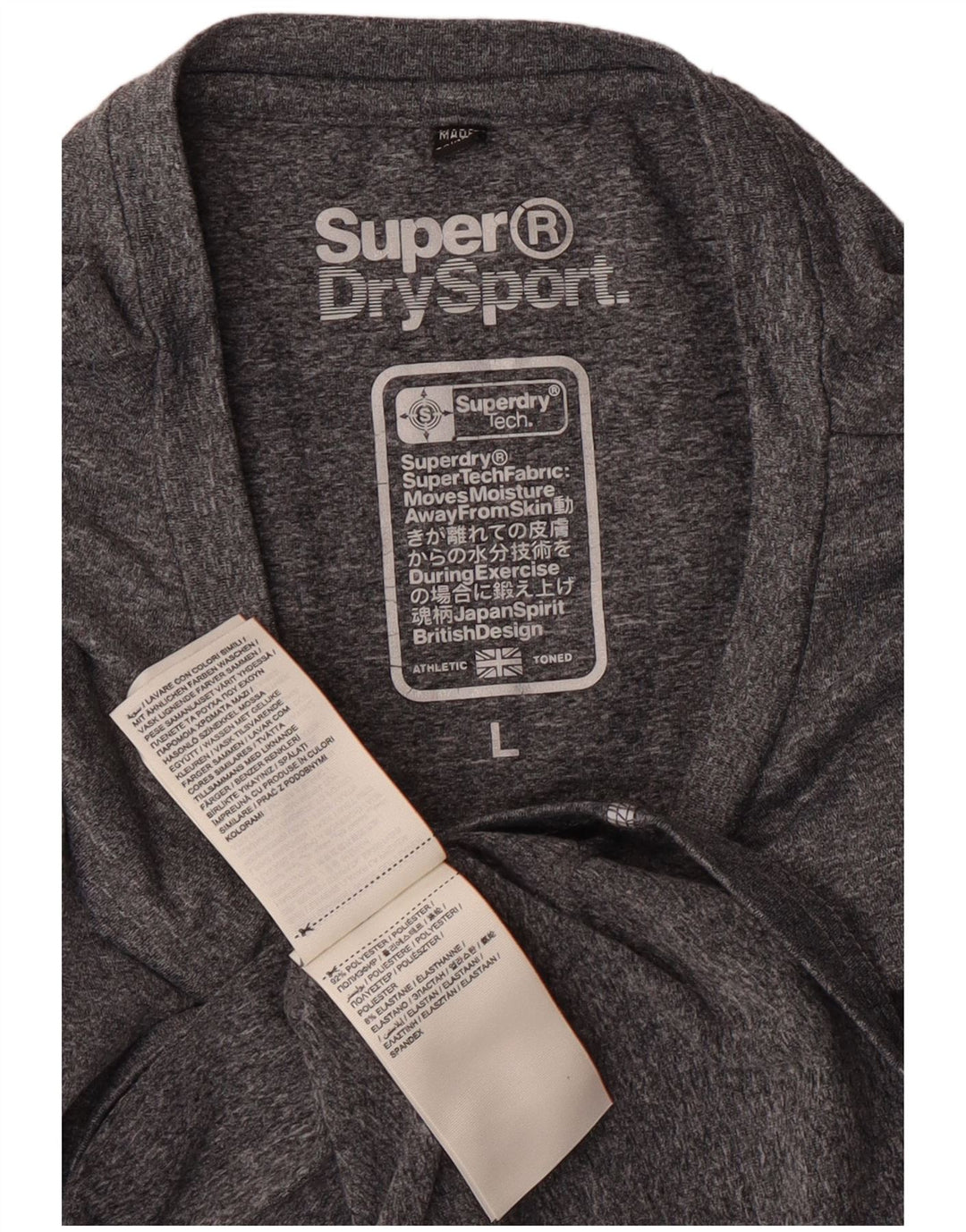 Superdry Womens Graphic T-Shirt Top UK 14 Large Grey Flecked Polyester