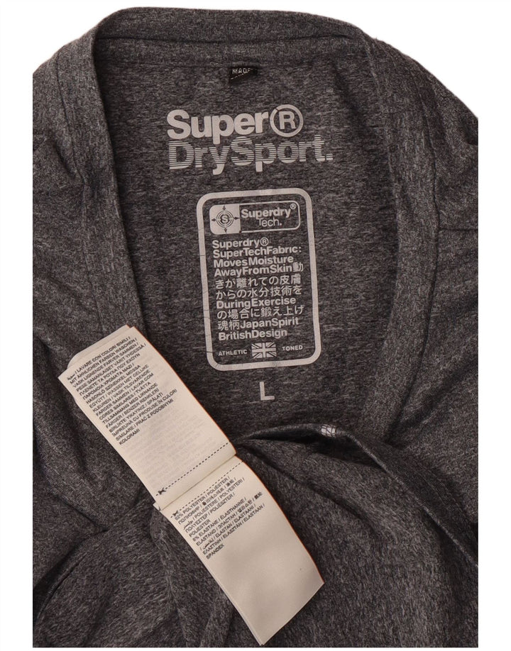 Superdry Womens Graphic T-Shirt Top UK 14 Large Grey Flecked Polyester