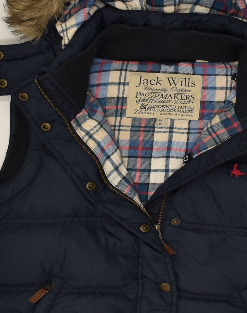 JACK WILLS Womens Hooded Padded Gilet UK 10 Small Navy Blue | Vintage Jack Wills | Thrift | Second-Hand Jack Wills | Used Clothing | Messina Hembry 