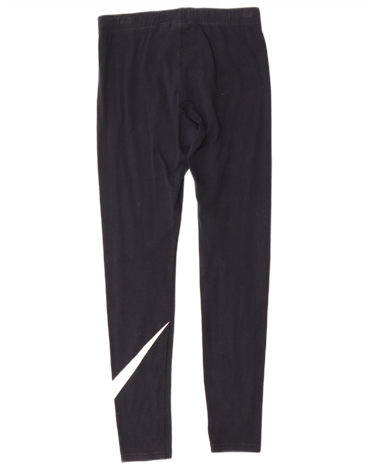 Nike Womens Graphic Leggings UK 14 Medium Black Cotton