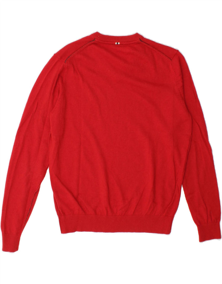 NAPAPIJRI Mens V-Neck Jumper Sweater Large Red Wool Vintage Napapijri and Second-Hand Napapijri from Messina Hembry 