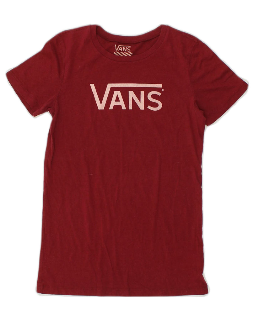 VANS Womens Graphic T-Shirt Top UK 12 Medium Maroon Cotton | Vintage Vans | Thrift | Second-Hand Vans | Used Clothing | Messina Hembry 