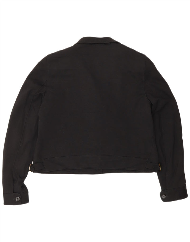 RALPH LAUREN Womens Petite Crop 5 Button Blazer Jacket US 12 Large Black
