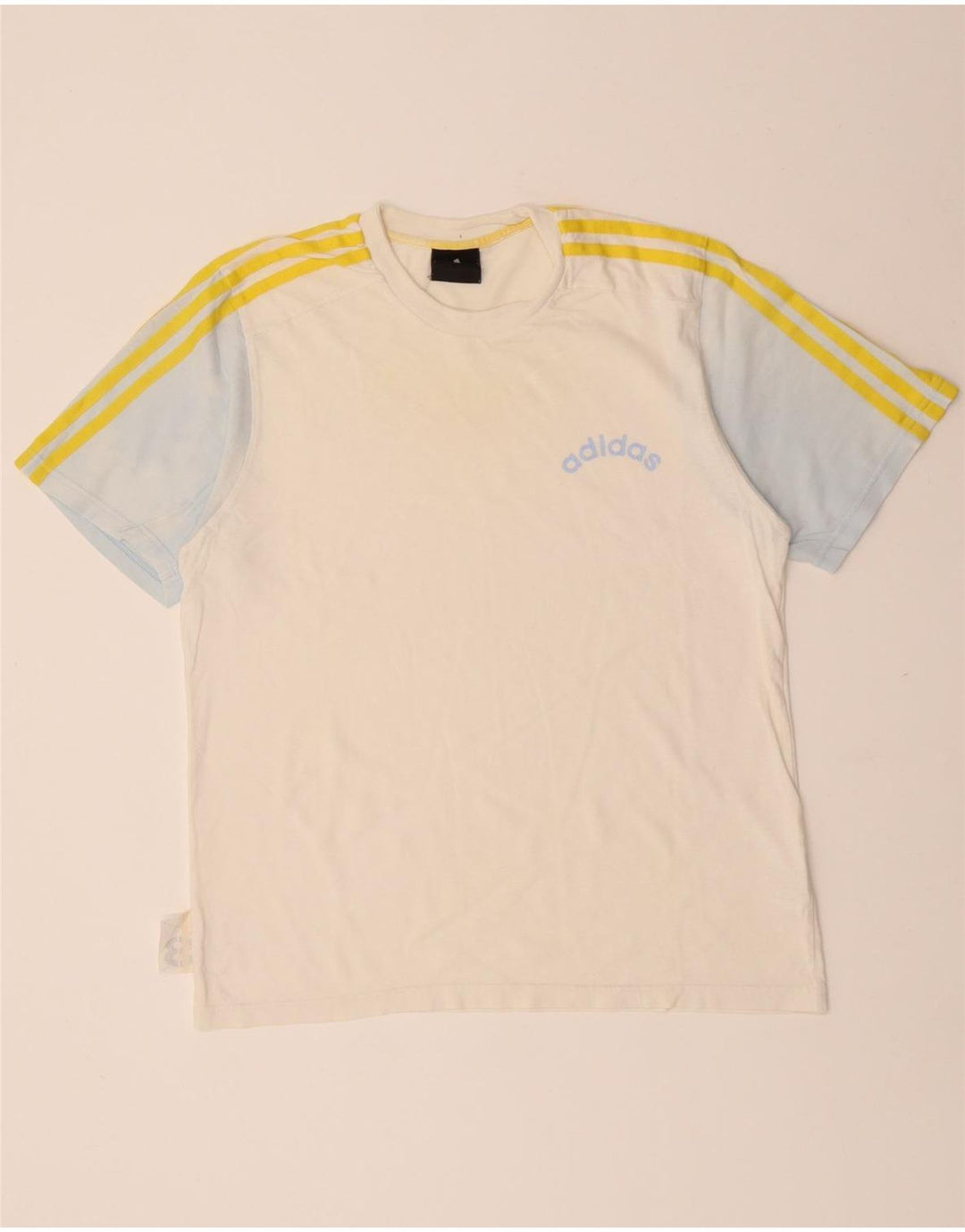 ADIDAS Mens T-Shirt Top Small White Colourblock Cotton