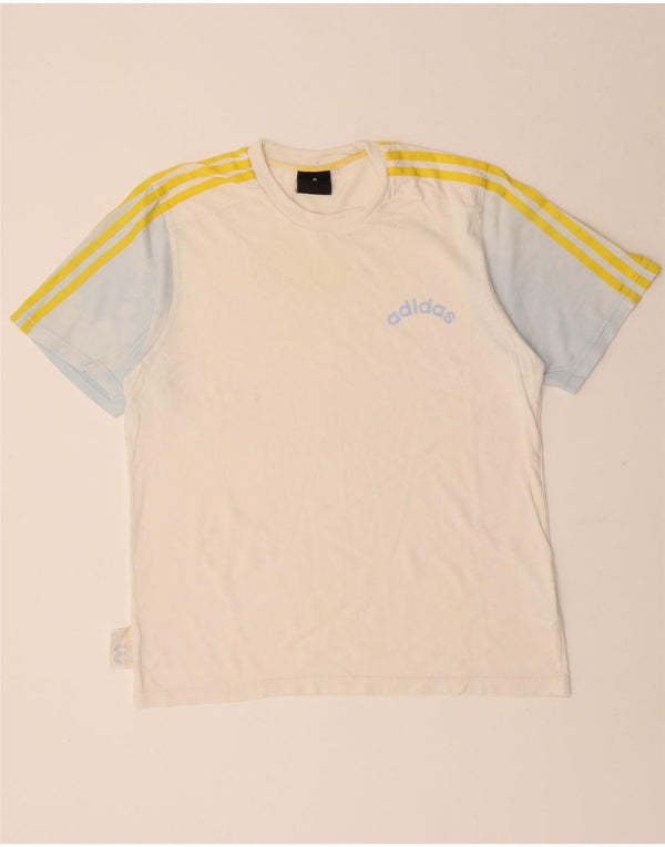 ADIDAS Mens T-Shirt Top Small White Colourblock Cotton