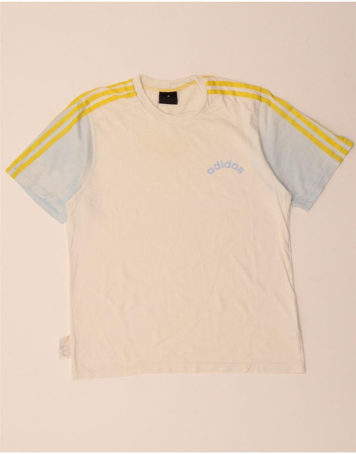 ADIDAS Mens T-Shirt Top Small White Colourblock Cotton