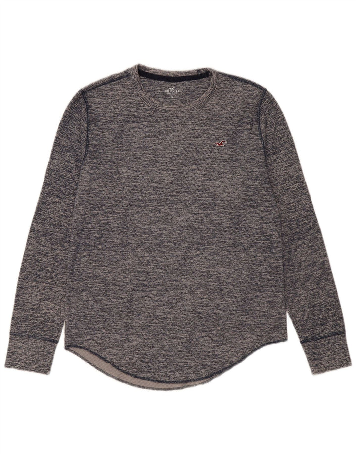 HOLLISTER Mens Top Long Sleeve Medium Navy Blue Flecked Cotton