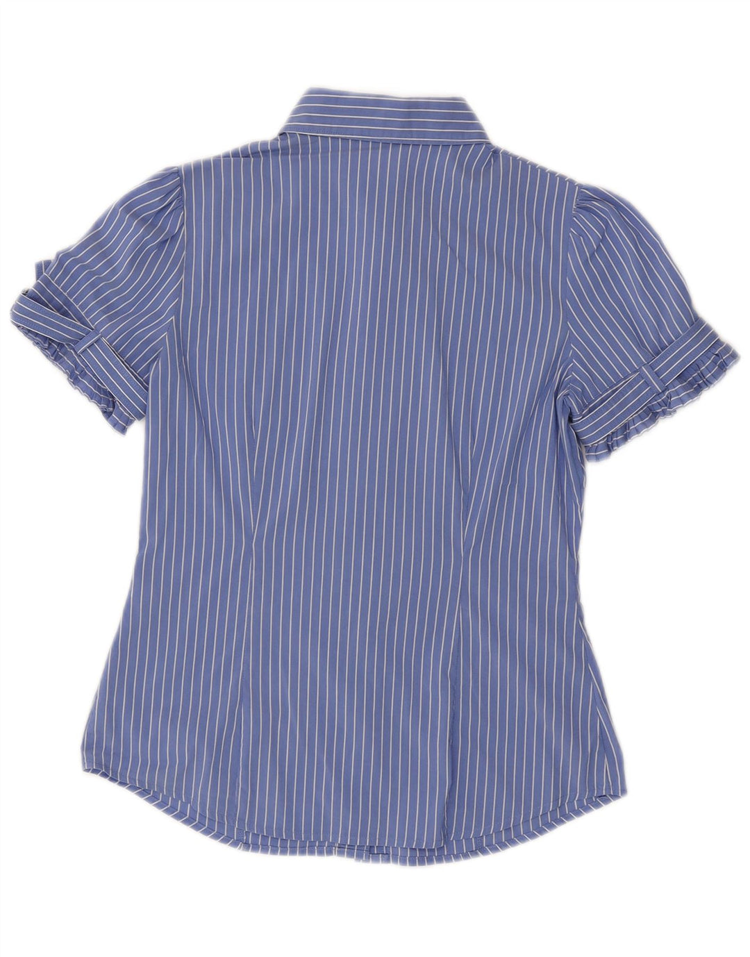 Benetton Womens Short Sleeve Shirt UK 10 Small Blue Striped