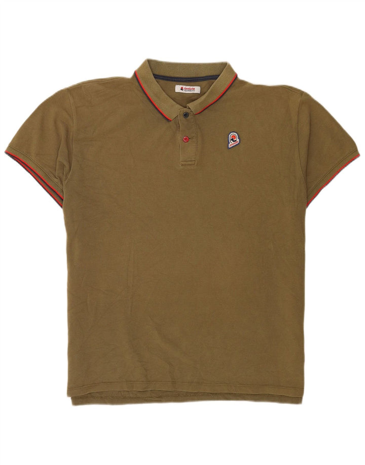 Invicta Mens Polo Shirt 3XL Khaki Striped Cotton