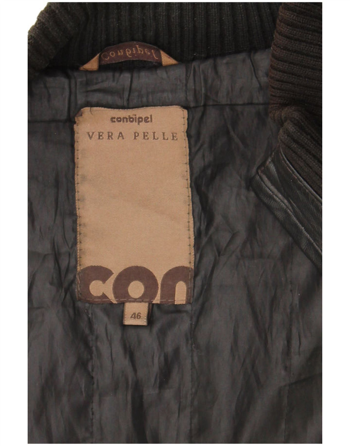 Conbipel Mens Leather Jacket IT 46 Small Black Leather