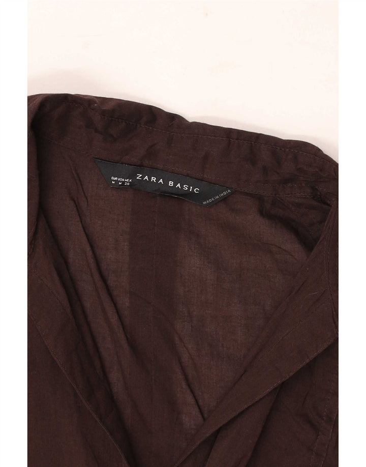 Zara Womens Sleeveless Shirt UK 12 Medium Brown