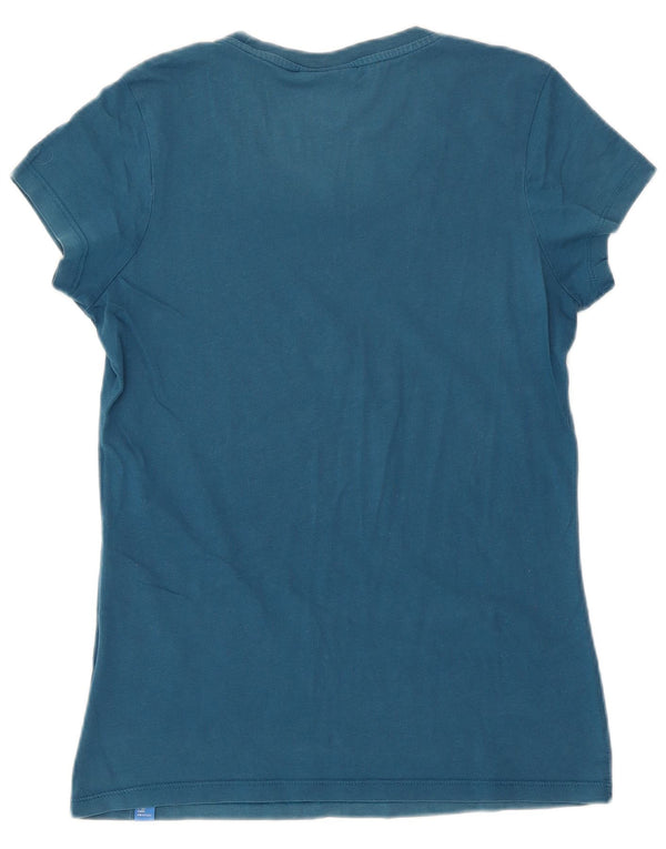 Adidas Womens Graphic T-Shirt Top UK 14 Medium Blue Cotton