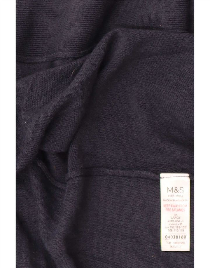 Marks & Spencer Womens Open Cardigan Sweater UK 16 Large Navy Blue Acrylic