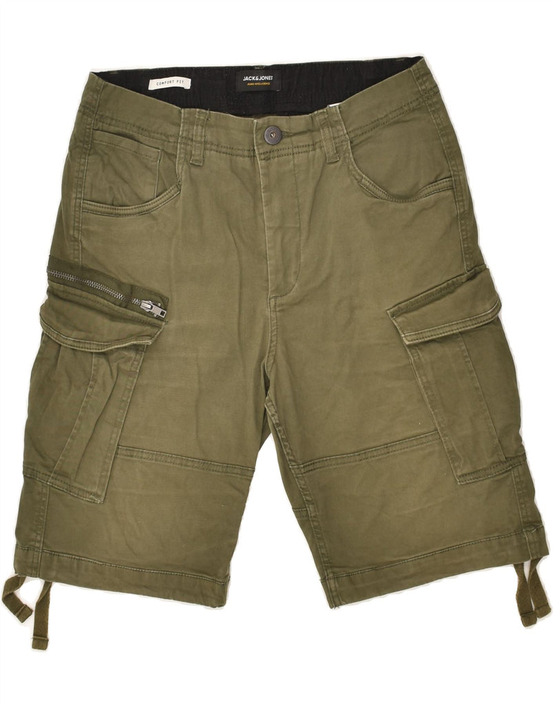 JACK & JONES Mens Comfort Fit Cargo Shorts W27 XS Khaki Cotton | Vintage Jack & Jones | Thrift | Second-Hand Jack & Jones | Used Clothing | Messina Hembry 