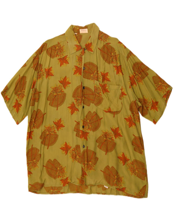 Mass Mens Short Sleeve Shirt Size 43 Large Green Floral